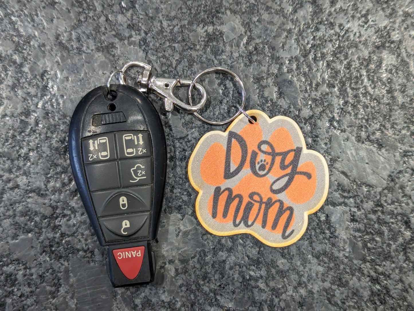 Dog Mom Orange Paw Shape