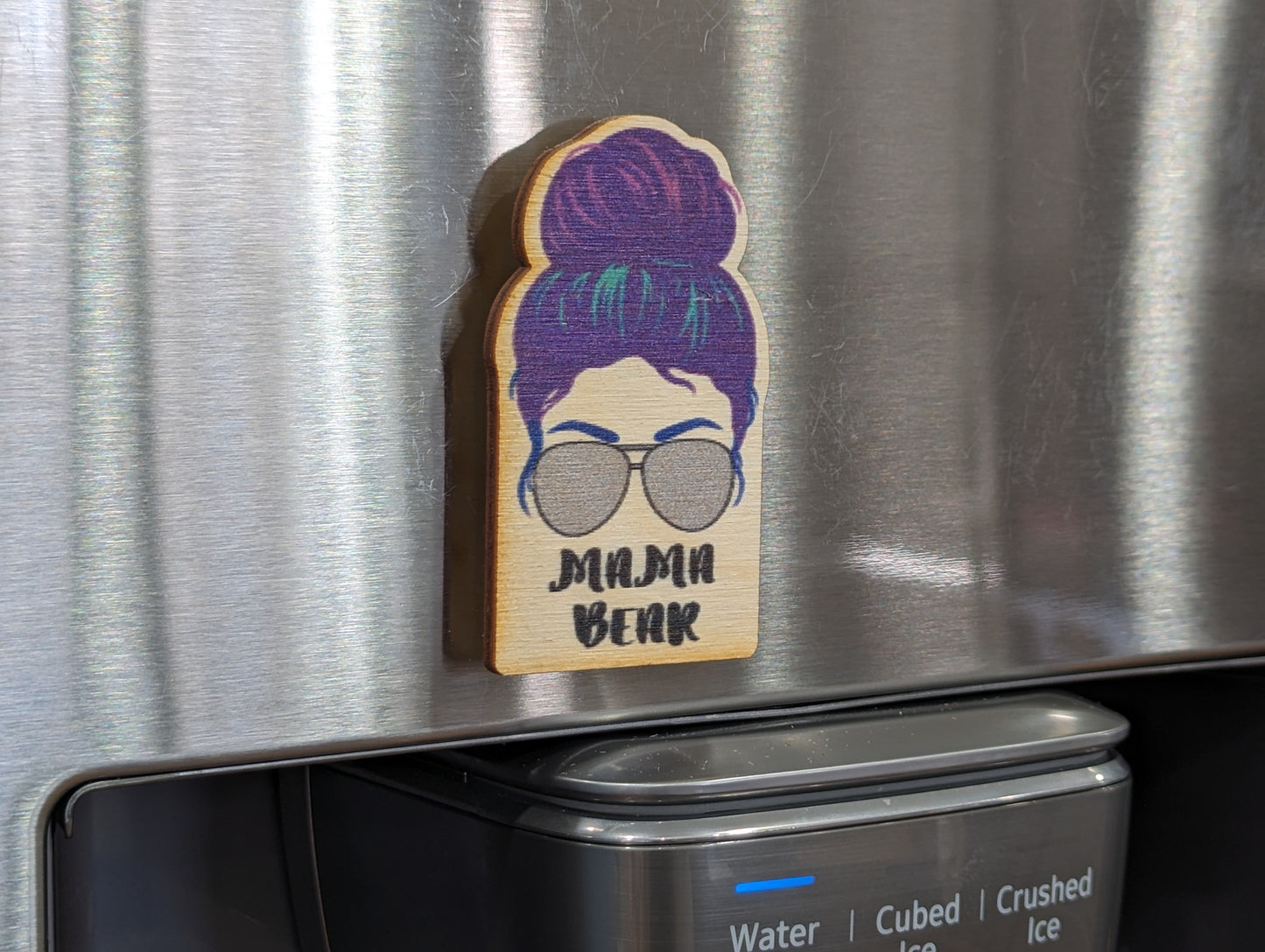 Mama Bear Green Purple Hair Silver Sunglasses