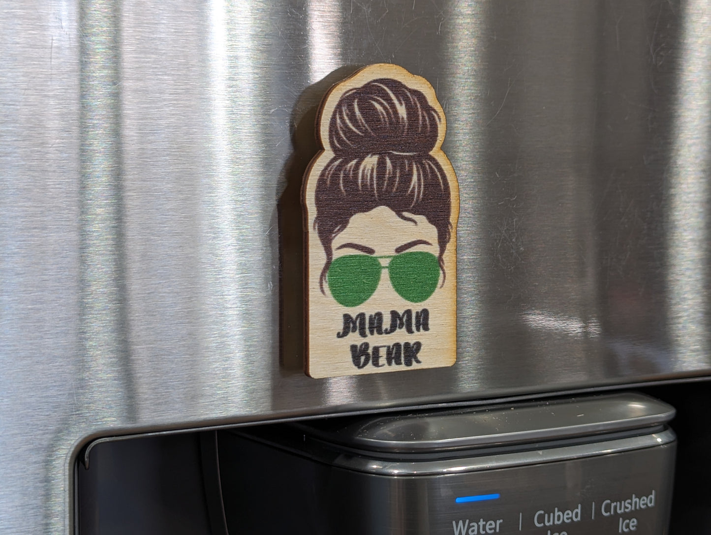 Mama Bear Dark Brown Hair Green Sunglasses