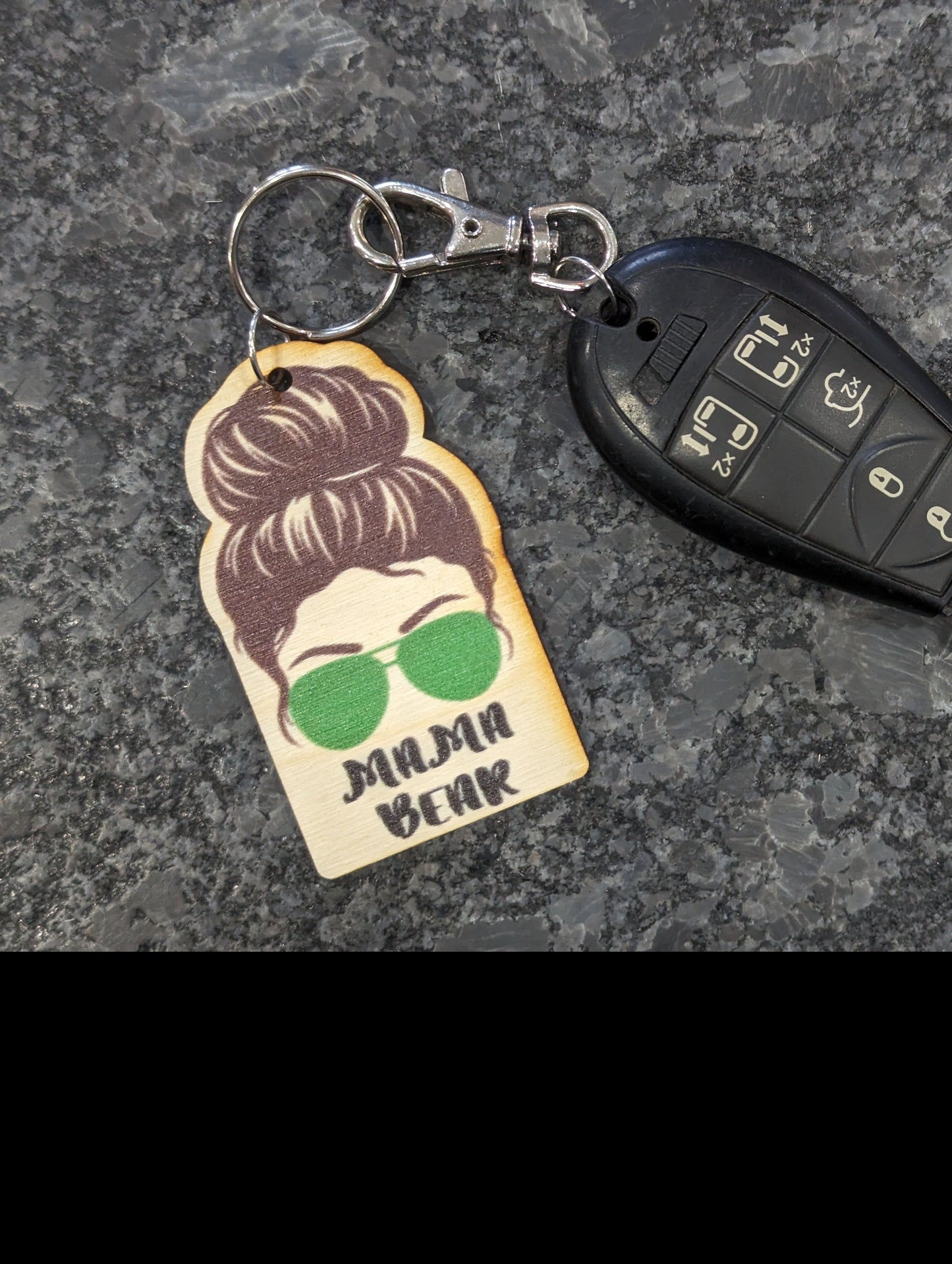 Mama Bear Dark Brown Hair Green Sunglasses