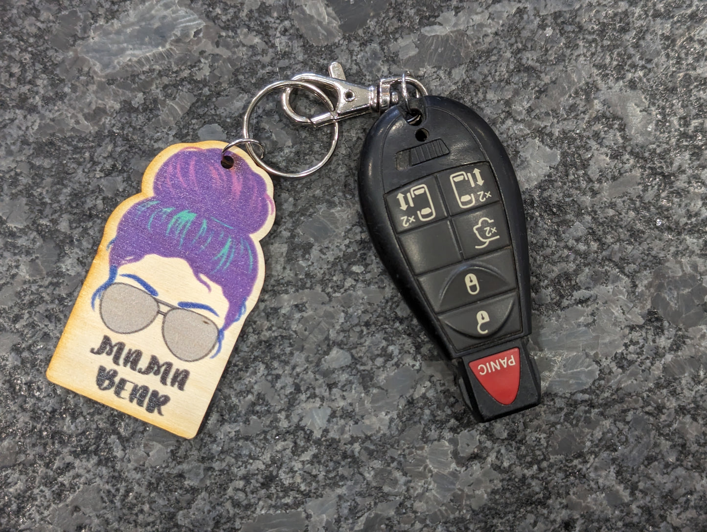 Mama Bear Green Purple Hair Silver Sunglasses