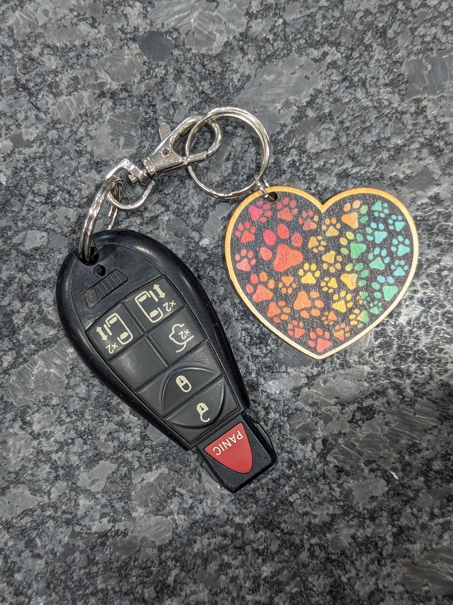 Rainbow Dog Paw Heart Shape