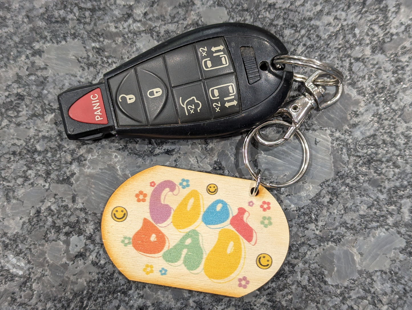 Cool Dad 70s Smiley Face Keychain