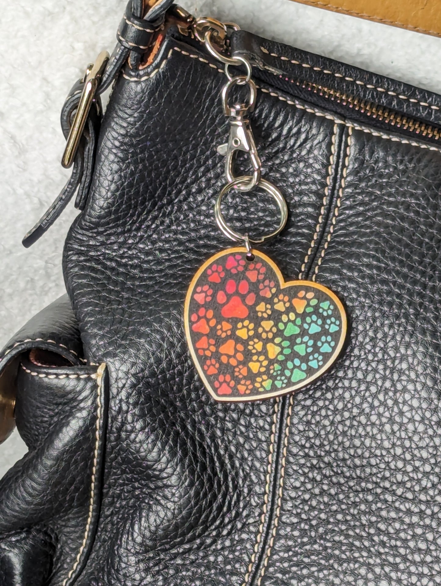 Rainbow Dog Paw Heart Shape