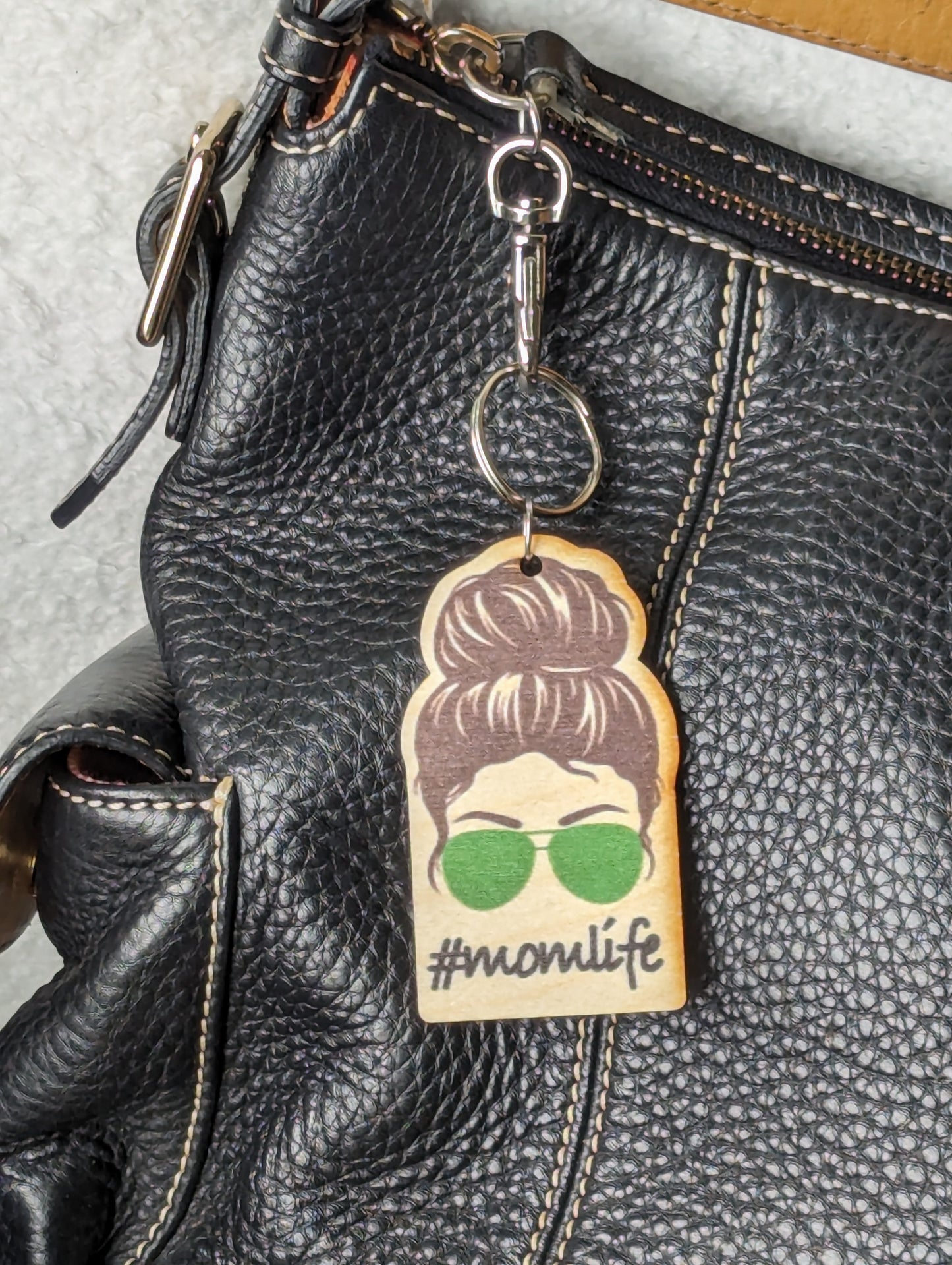 #momlife Dark Brown Hair Green Sunglasses