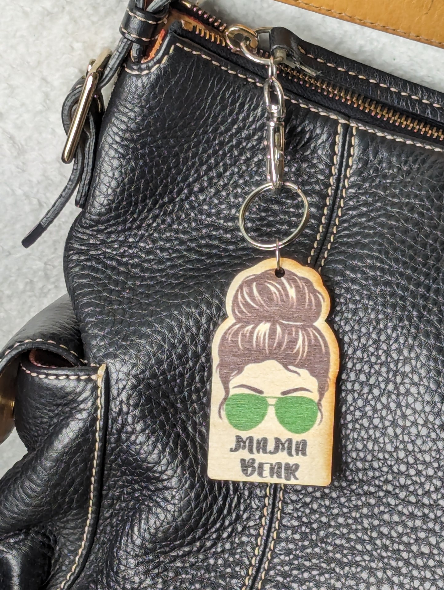 Mama Bear Dark Brown Hair Green Sunglasses