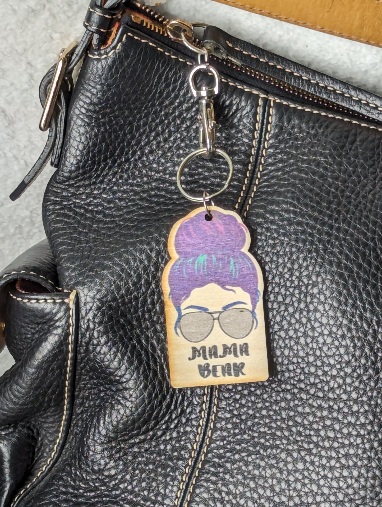Mama Bear Green Purple Hair Silver Sunglasses