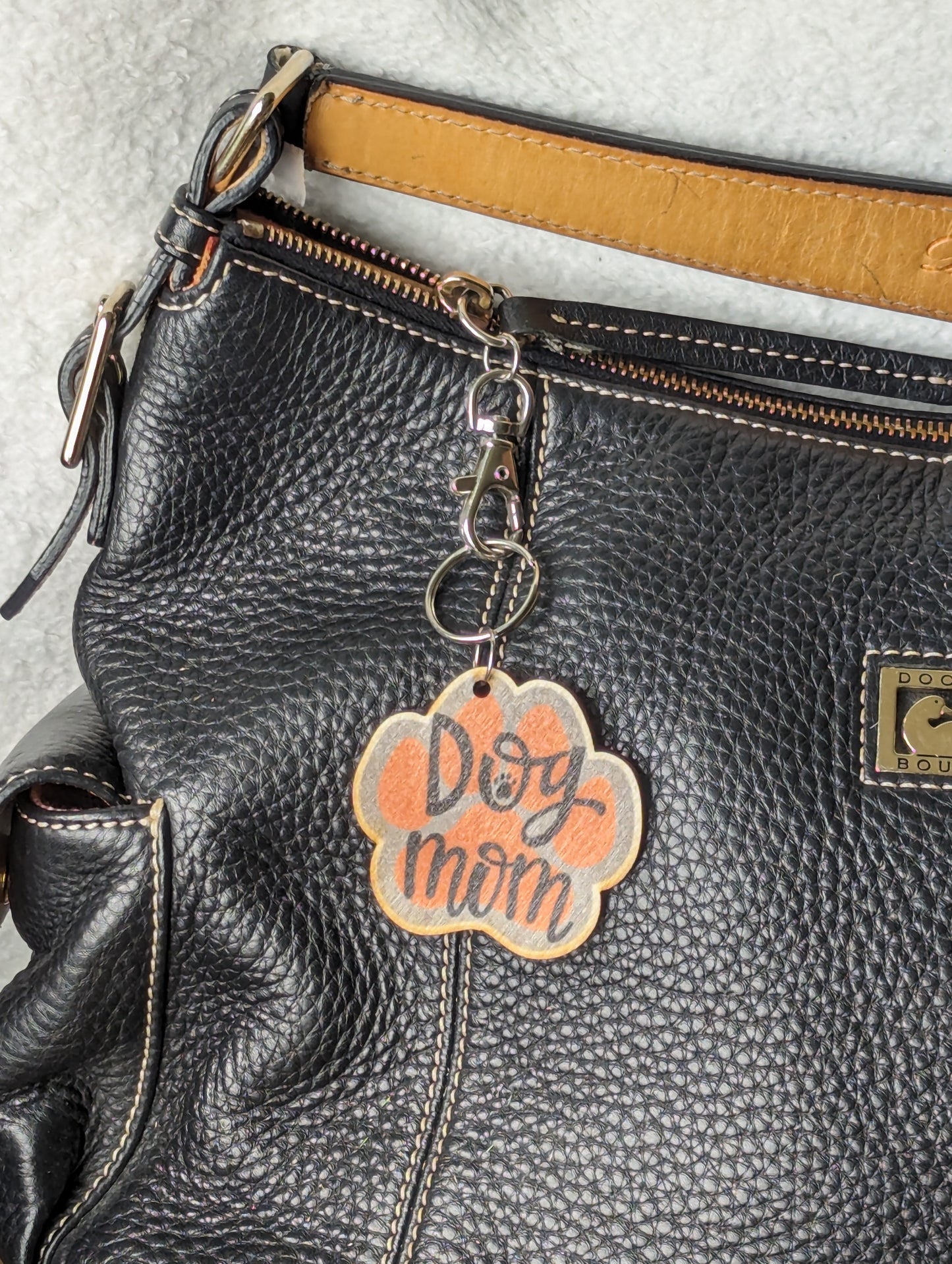 Dog Mom Orange Paw Shape
