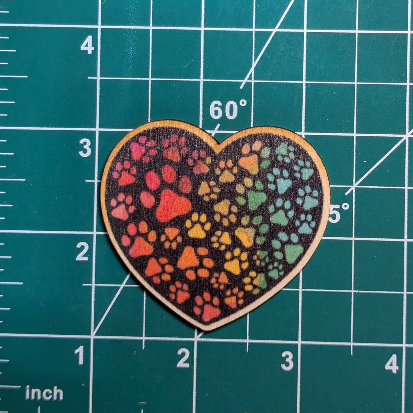 Rainbow Dog Paw Heart Shape