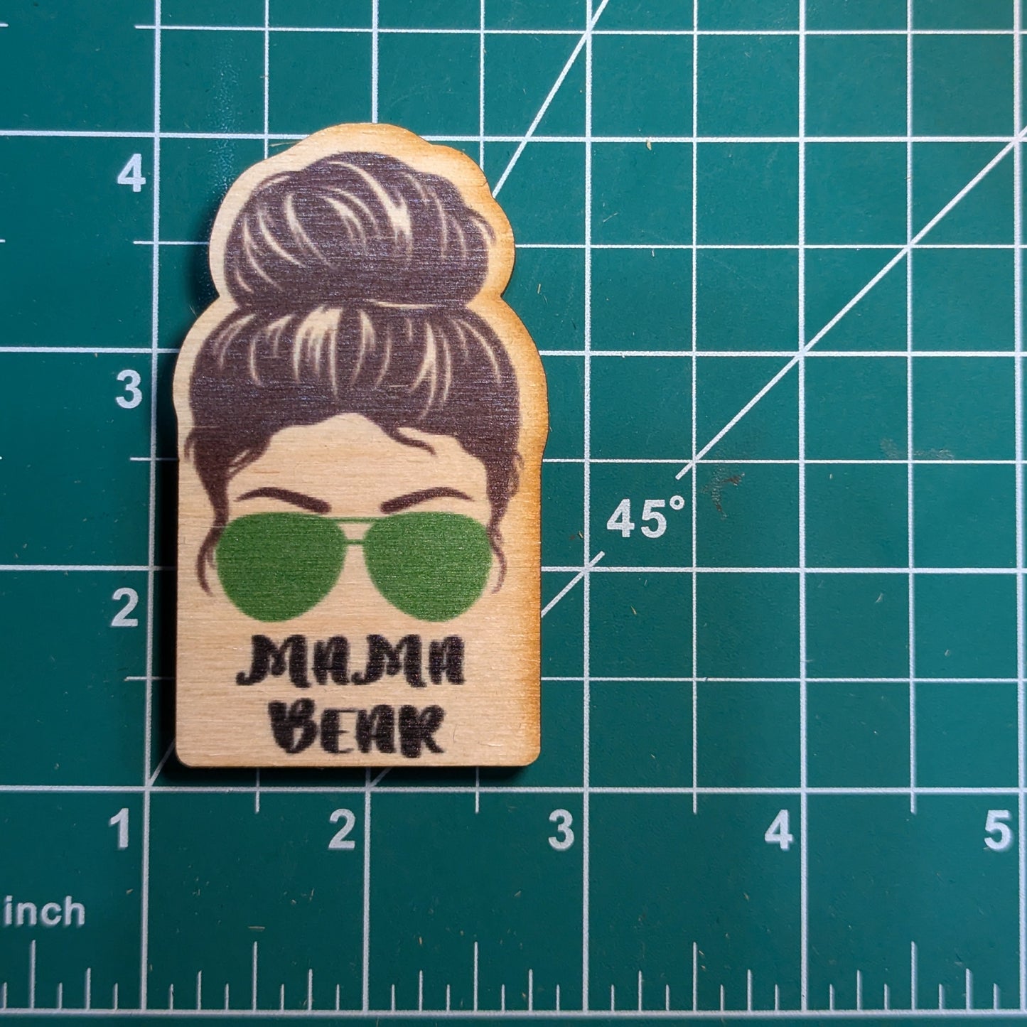 Mama Bear Dark Brown Hair Green Sunglasses
