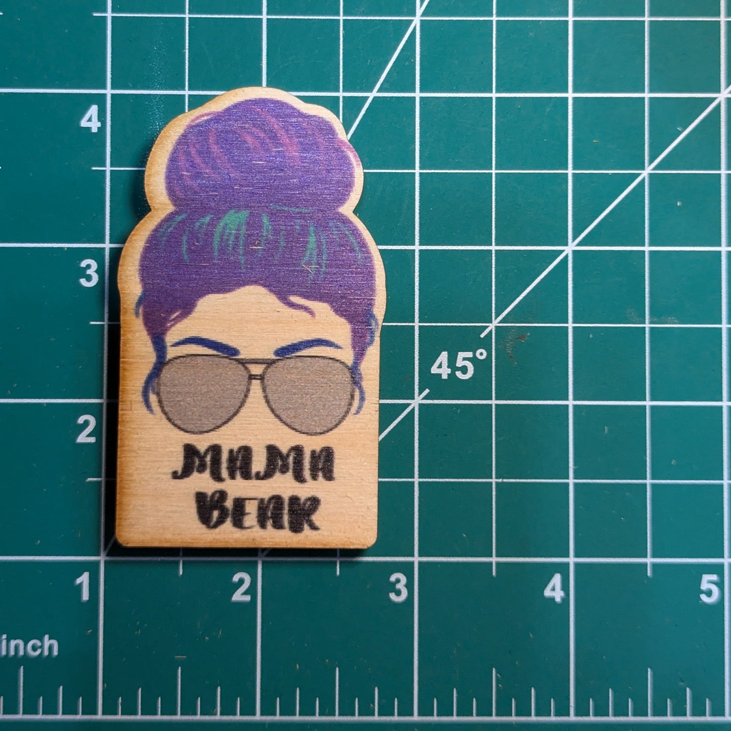 Mama Bear Green Purple Hair Silver Sunglasses