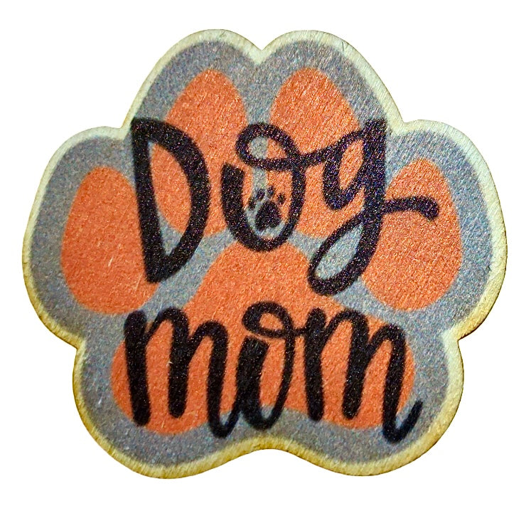 Dog Mom Orange Paw Shape