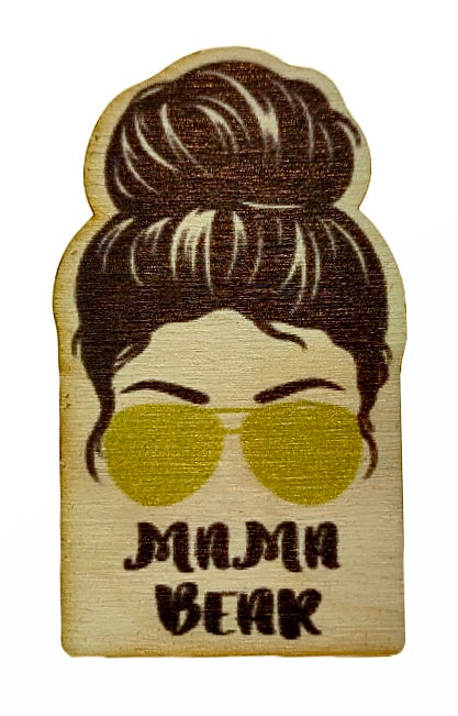 Mama Bear Black Hair Gold Sunglasses