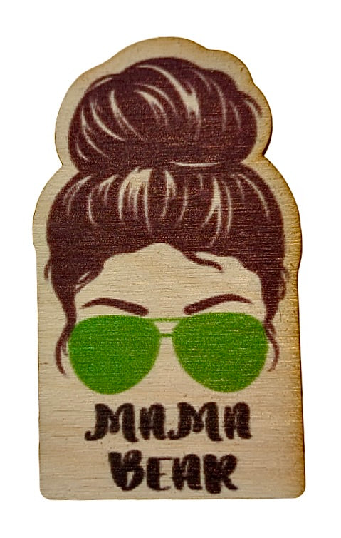 Mama Bear Dark Brown Hair Green Sunglasses