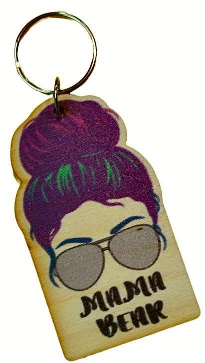 Mama Bear Green Purple Hair Silver Sunglasses