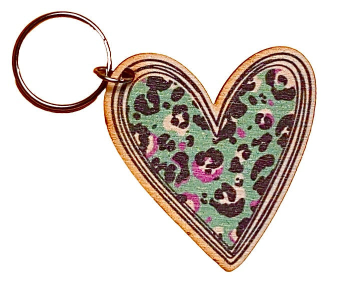 Green Purple Leopard Heart