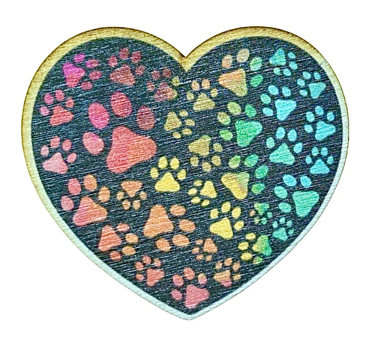 Rainbow Dog Paw Heart Shape