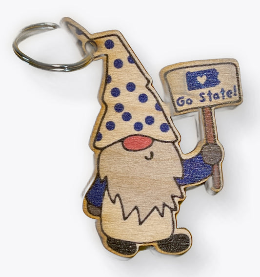 Go State Sign Gnome Keychain