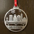 Austin Texas Stainless Steel Skyline in Winter Ornament