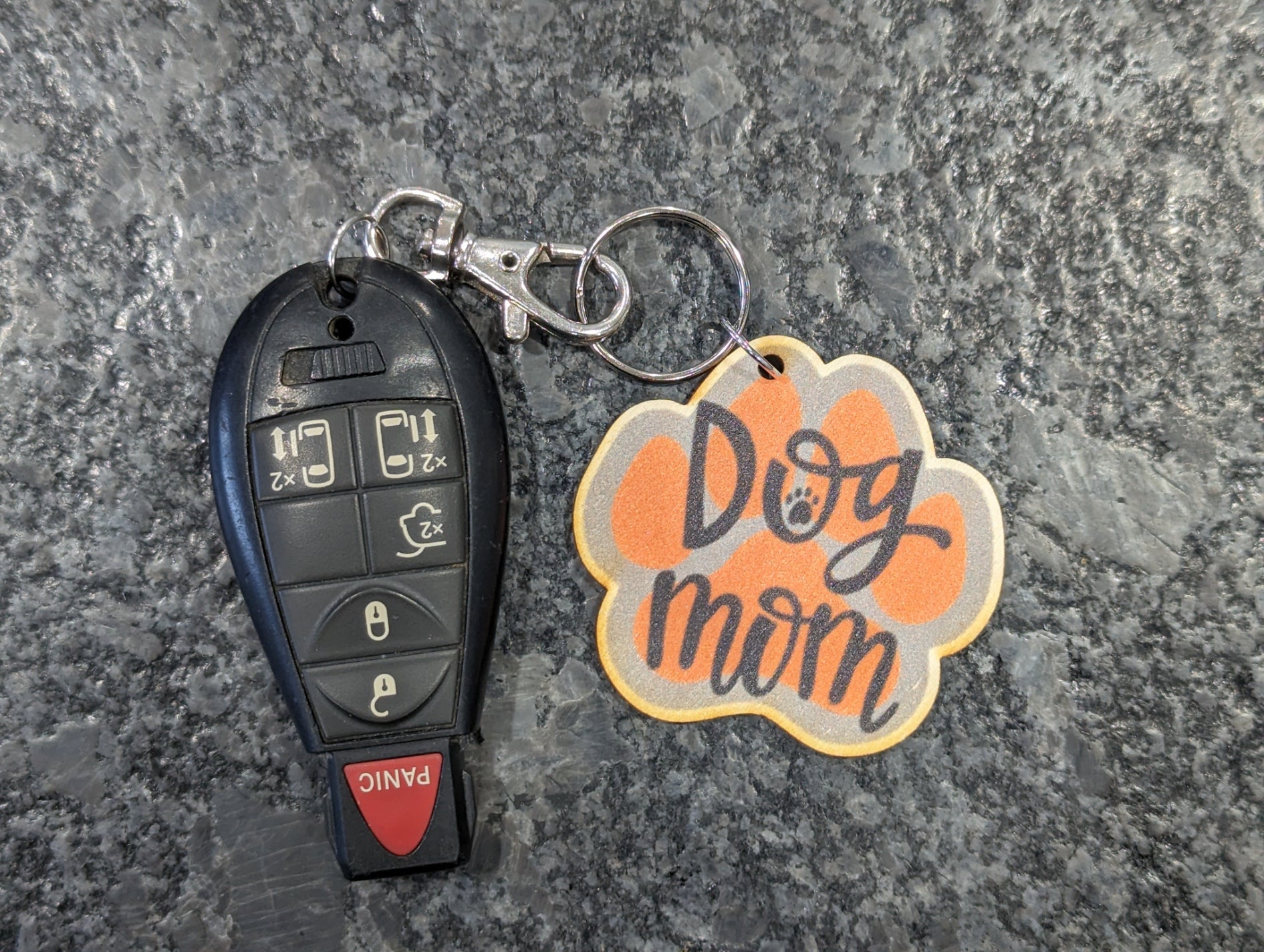 Dog Mom Orange Paw Shape