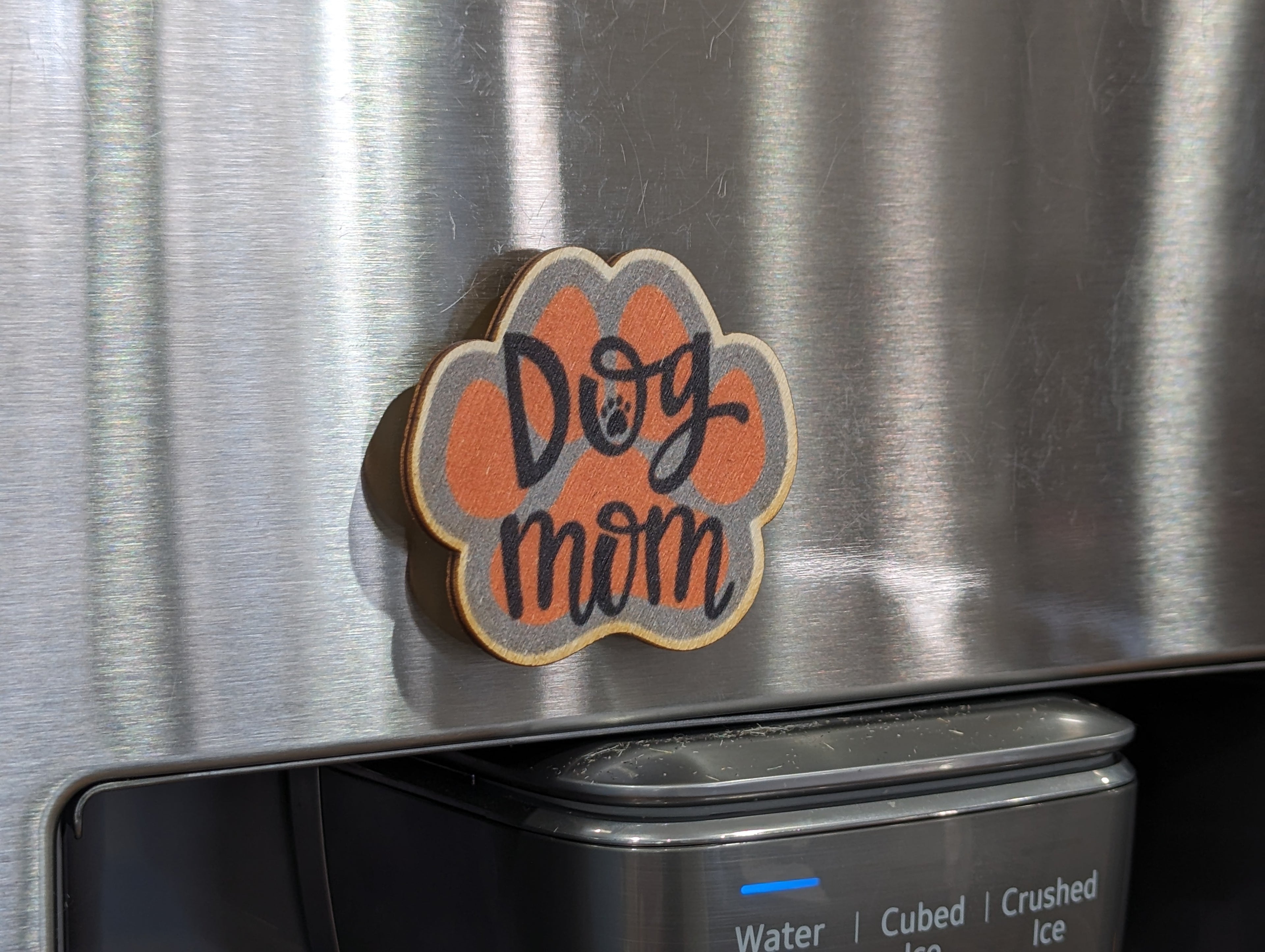 Dog Mom Orange Paw Shape