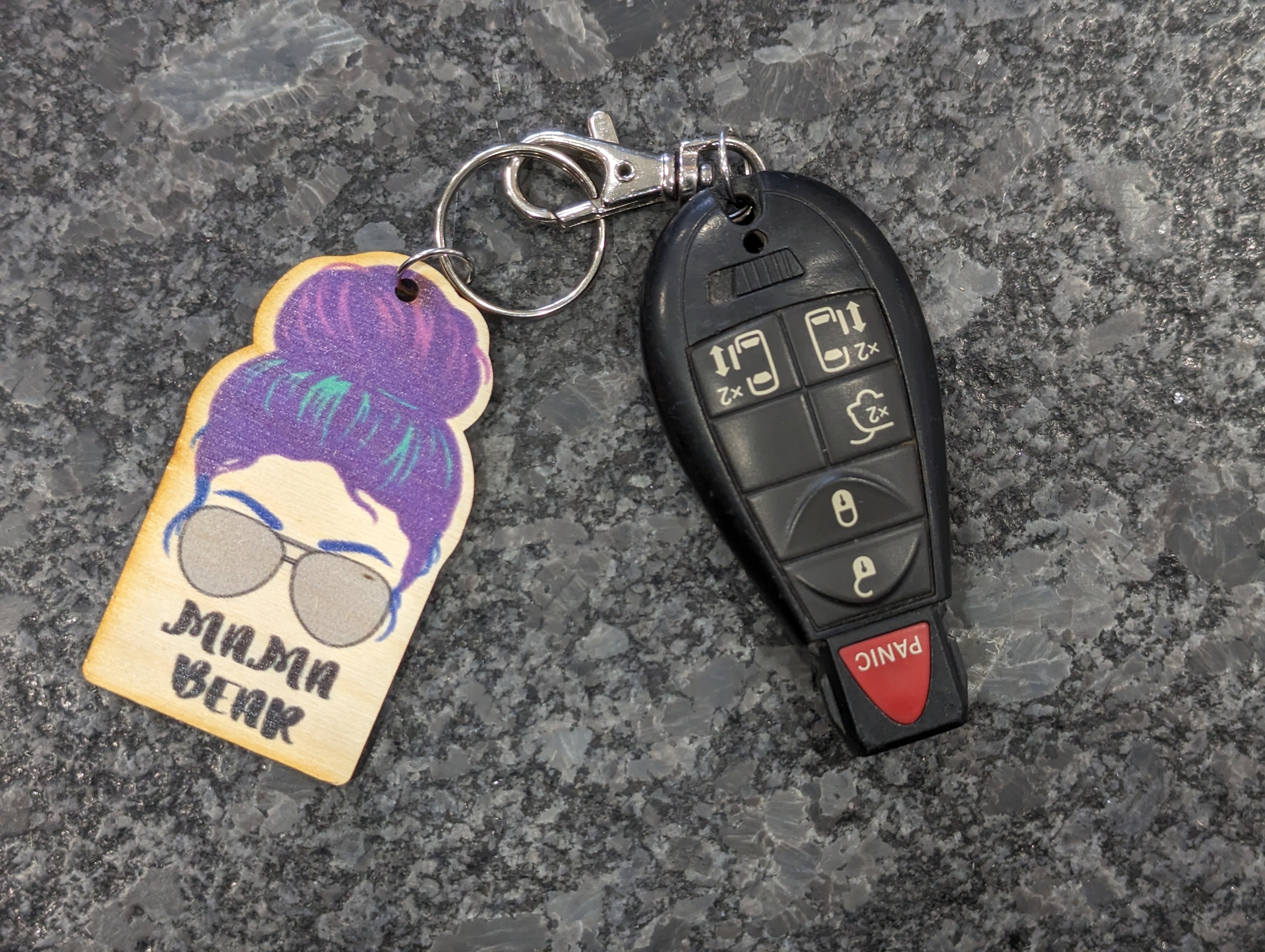 Mama Bear Green Purple Hair Silver Sunglasses