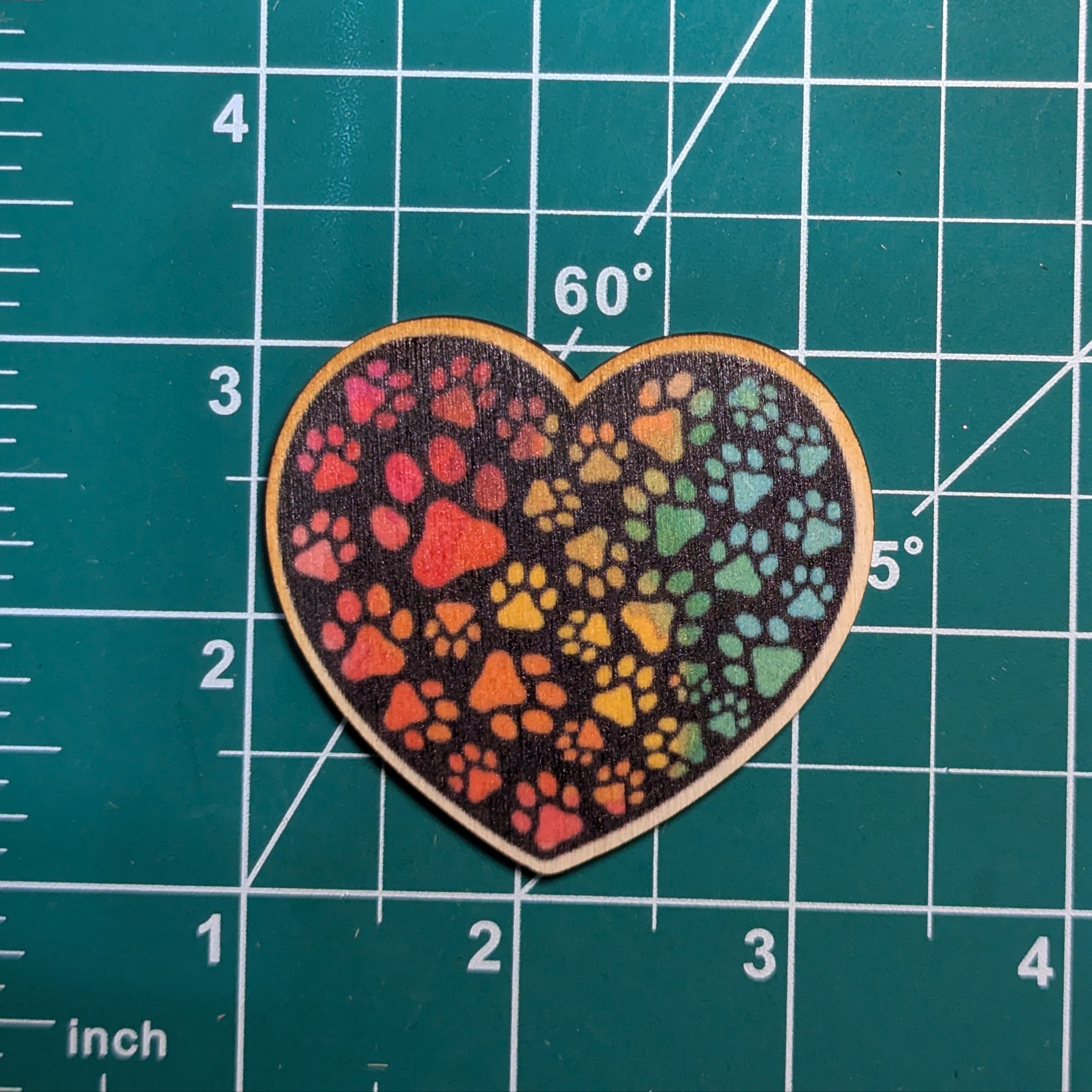 Rainbow Dog Paw Heart Shape