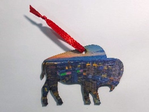 Color Downtown Buffalo Shape Ornament
