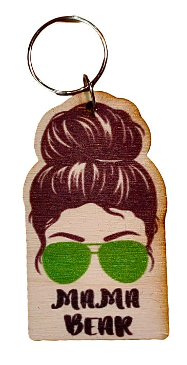 Mama Bear Dark Brown Hair Green Sunglasses