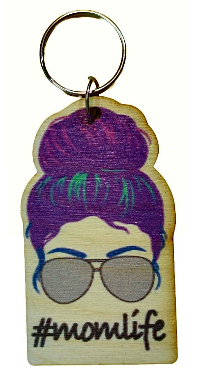 #momlife Green Purple Hair Silver Sunglasses