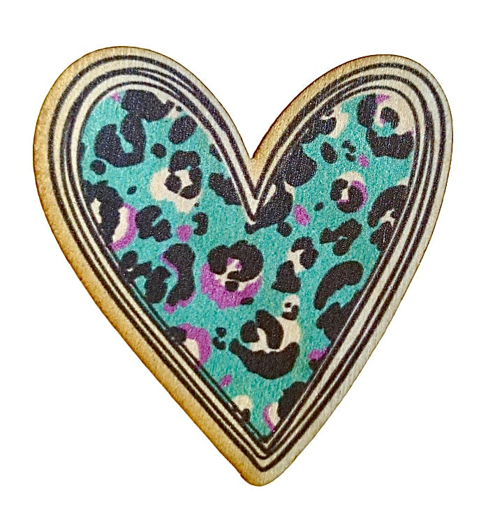 Green Purple Leopard Heart