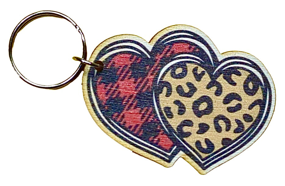 Leopard Buffalo Check Hearts