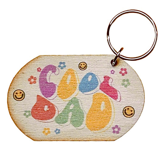 Cool Dad 70s Smiley Face Keychain