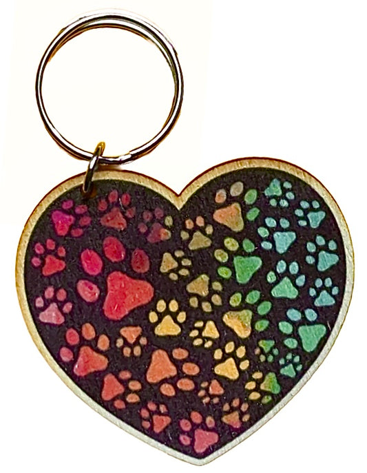 Rainbow Dog Paw Heart Shape
